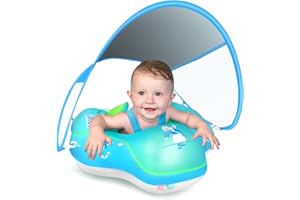 LAYCOL Baby Swimming Float with UPF50+ Sun Canopy Baby Floats for Pool No Flip Overbaby Pool for Baby Age of 3-36 Months