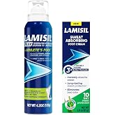 Lamisil Athlete's Foot Spray (4.2oz) Sweat Absorbing Foot Cream (2.8oz) Bundle