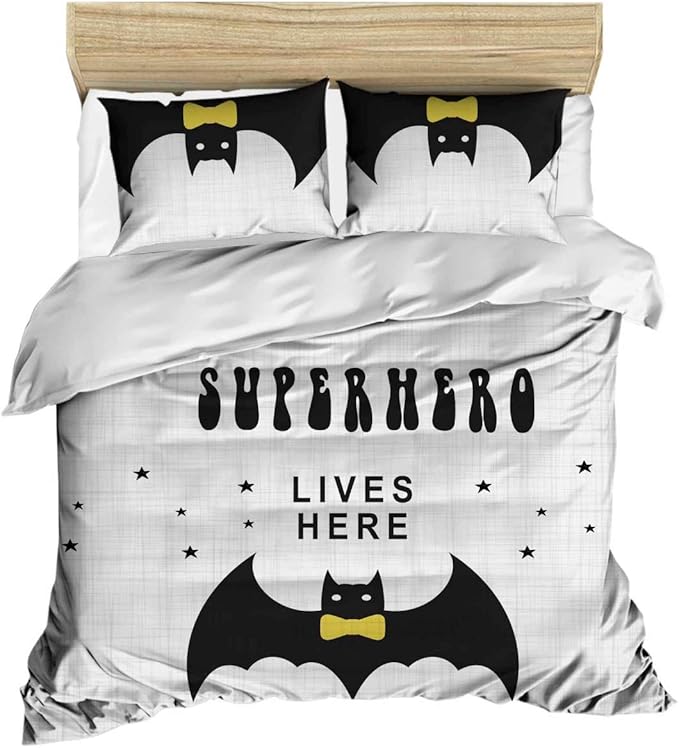 3D Printed 100 Cotton Superhero Bedding Set, Batman Themed Full/Queen