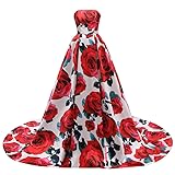 FTBY Floral Print Prom Dress Women Vintage Long