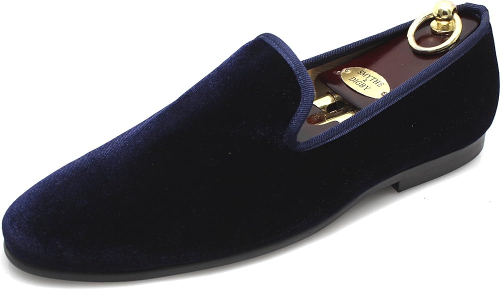navy blue and gold mens loafers