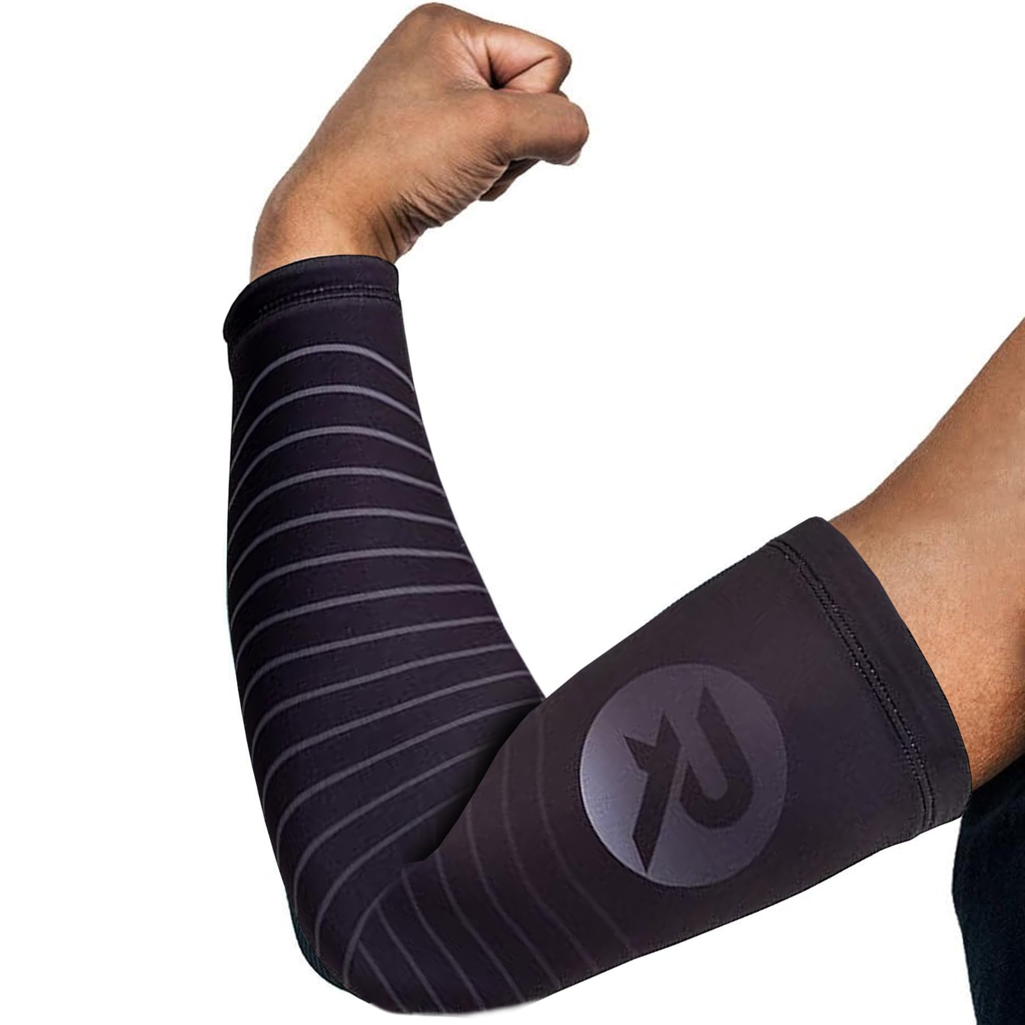 Raquex Sport Arm Compression Sleeves (2 Pack) - 5 Colours - Anti Slip Sleeves for Lower & Upper Arms & Elbow Support (Black, Small)