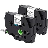 2 Pack HSe-241 HSe241 Heat Shrink Tube Label Tape Compatible for Brother Ptouch HS-241 HS241 17.7mm Black on White for PT-E300 PT-E500 PT-D400 PT-D600 PT-P700 PT-P750WVP PT-P710BT (0.69" x 4.92')