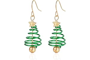 CHANAIQW Christmas Earrings for Women Holiday Jingle Bell Bow Tree Snowflake Stars Drop Dangle Earring Party Jewelry Festival Decoration