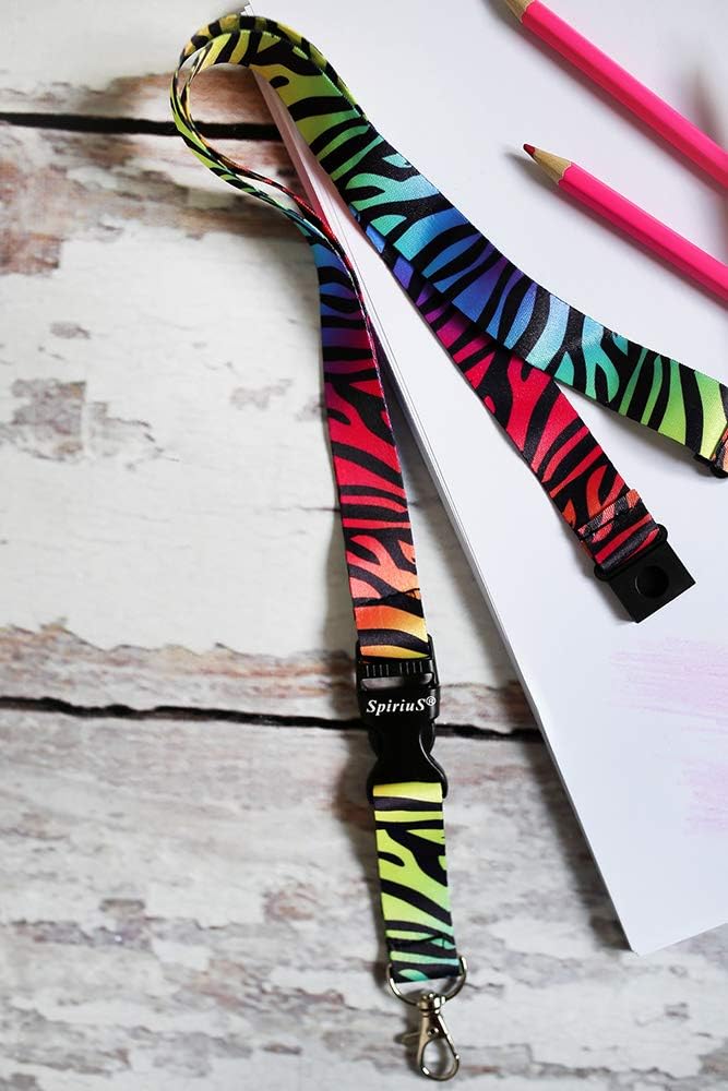 Lanyard Neck Strap for id Card Badge Holder with Safety Clip Breakaway 2cmx43cm SpiriuS Rainbow z (Zebra) - Image 3