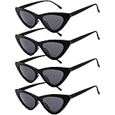 PLULON Vintage Narrow Cat Eye Sunglasses Women Men Sun Glasses Retro Cateye Boys Girls Birthday Summer Beach Pool Party