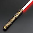 Borlvias Lightsaber Dueling Light Saber with 12 RGB Colors 16 Sound Fonts Smooth Swing Motion Control Force FX Lightsabers Cosplay Props(1 Pack, Gold)