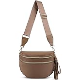 Bum Bags for Women Nylon Crossbody Bag Solid Spacious Cresent Sling Belt Half Moon Purse with Adjustable Strap Trendy Satchel