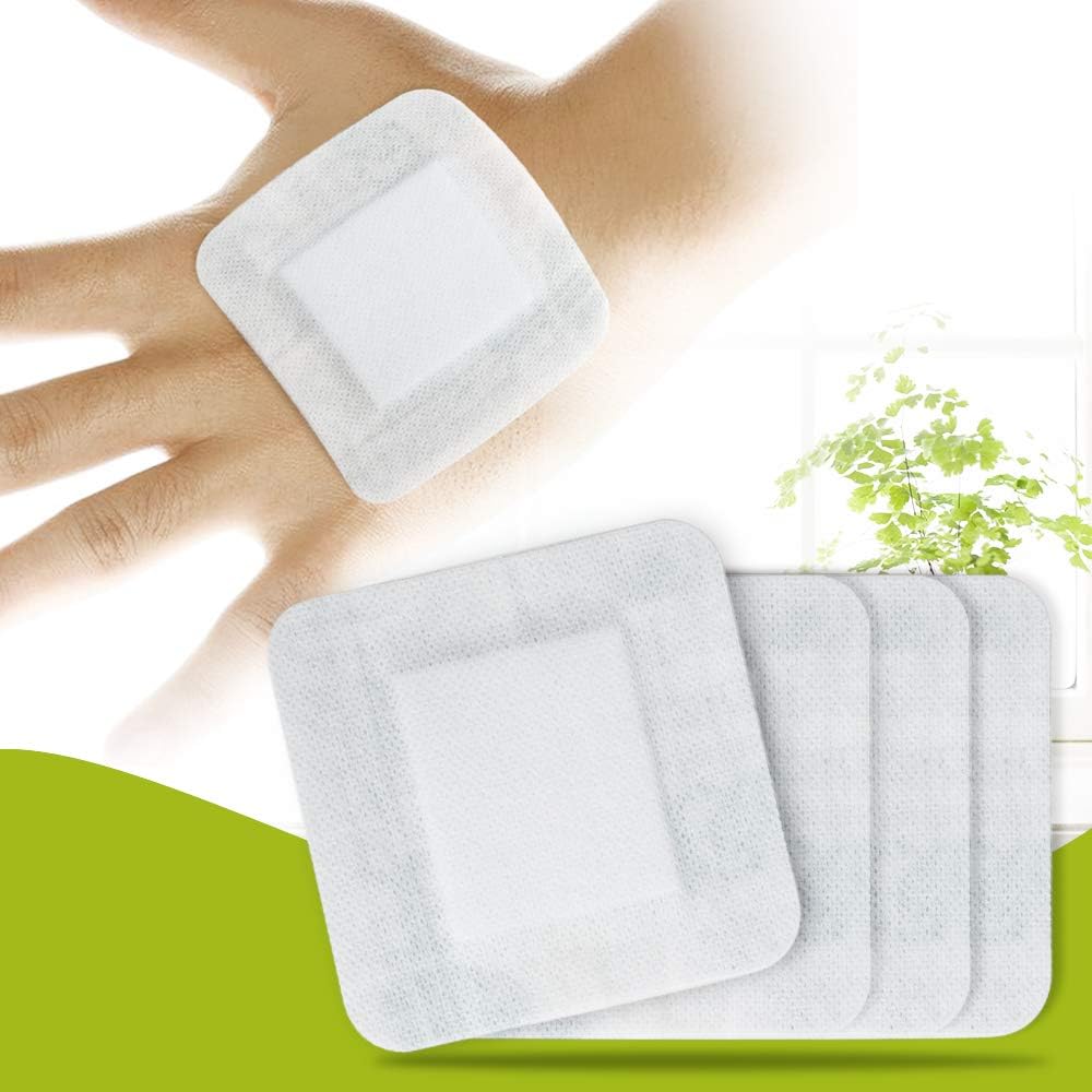 Island Dressing 4 X 4 Inch Square,Careshine 10 PCS Non-Woven Self-Adhesive Dressings -Sterile Adhesive Large Size Hypoallergenic Comfortable Aid Bandage