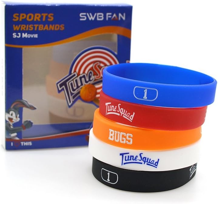 Best Space Jam 1 BUGS Wristband By SWBFAN, 3D Printed Tune Squad Bracelets-Set Of 5 Unique, Tune Fans Perfect Gift For Kids,Teens & Adults (Adult 7.95x0.47x0.07 Inches, BUGS SET)