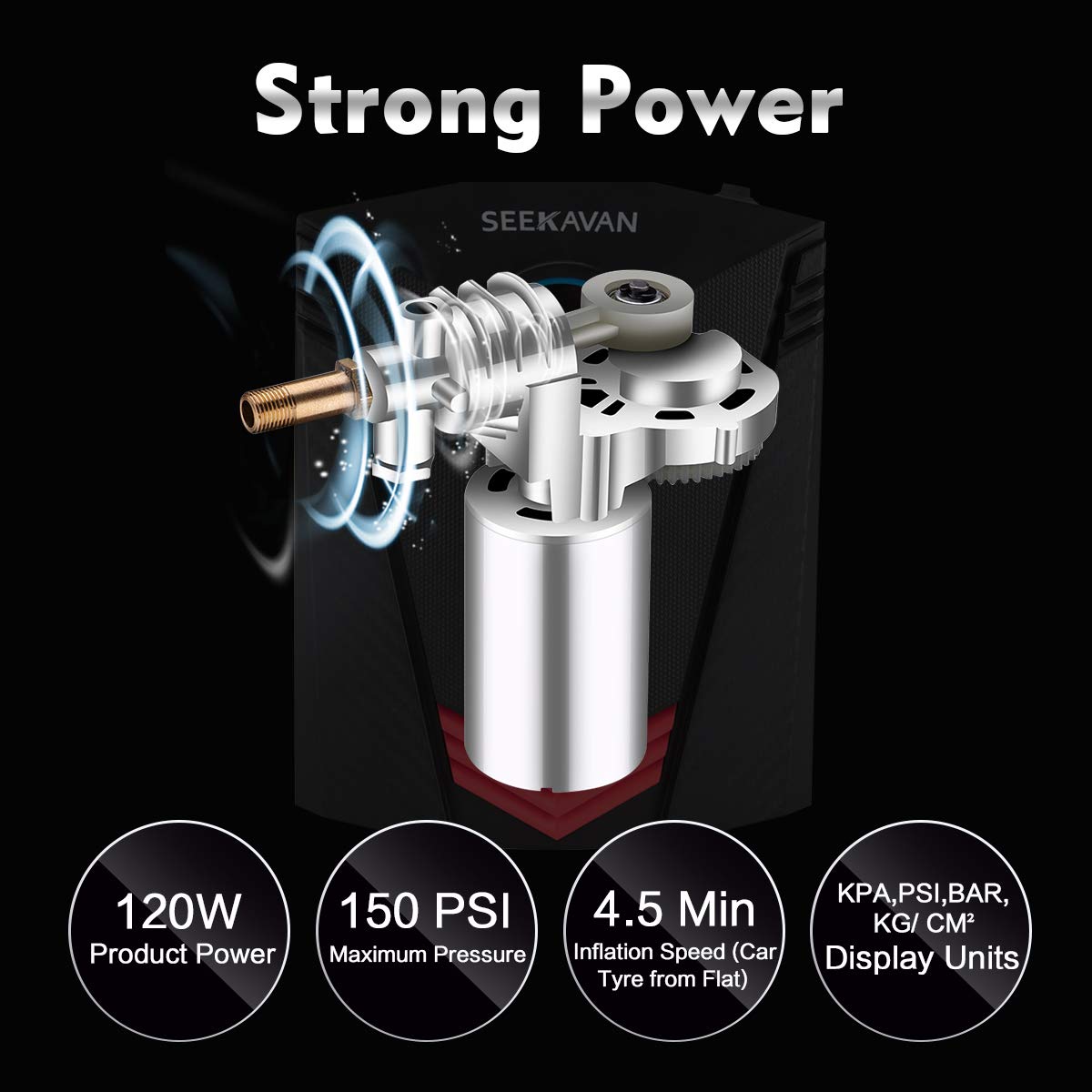 Tire Inflator, Portable Air Compressor Pump 12V DC with Digital LCD up to 150PSI for Car, Motorcycle, Bicycle and Other Inflatables