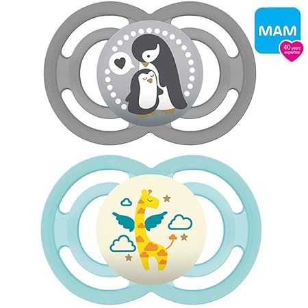 MAM Perfect Day & Perfect Night Schnuller 16+ Boy // 2er Set // inkl. 2 Sterilisiertrasportboxen