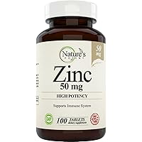 Zinc 50mg [High Potency] Supplement - Immune Support System from Natural Zinc (Oxide/Citrate) 100 Tablets, Made by…