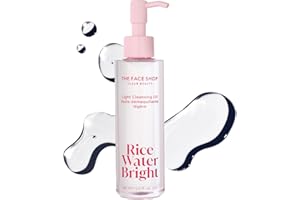 The Face Shop Rice Water Bright Light Facial Cleansing Oil, Daily Makeup Remover, Oil Cleanser, Vegan, Korean Skin Care with Jojoba Oil, Face Pore Cleanser, 150ml