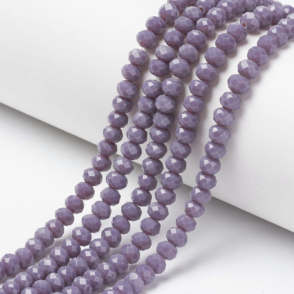 Photo 1 of 10 Strands Briolette Faceted Rondelle Glass Beads 6x5mm Opaque Glass Tiny Loose Beads 870pcs for Bracelets Jewelry Making