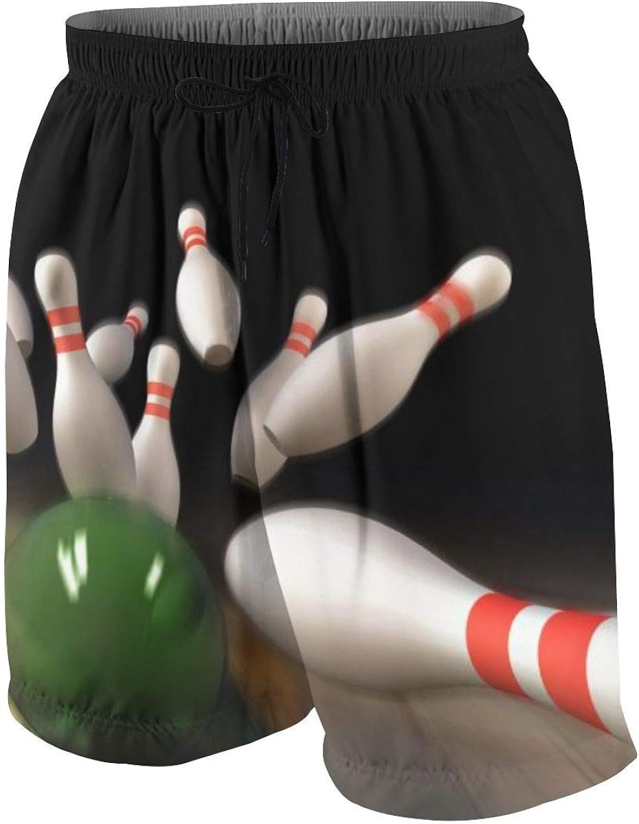 yyndw Drawstring Shorts Bowling Flying Unisex Summer Drawstring Beach
