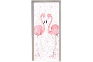 A.Monamour White Backgrounds Pink Flamingo Couple Kissing Love Heart Romantic Valentine's Day Decors Print Vinyl Room Door De