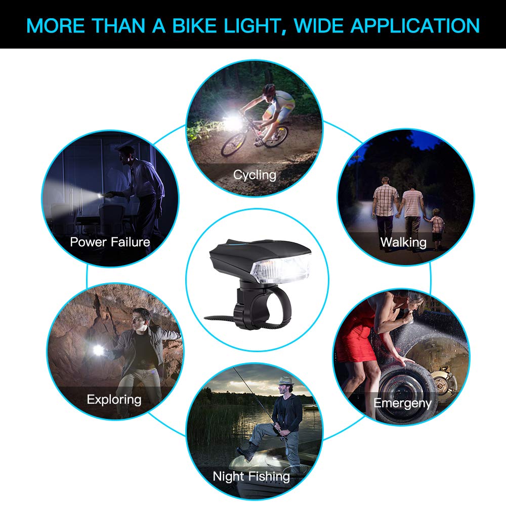 Bike Light Set, USB Rechargeable Cycle Lights, Waterproof Mountain Bicycle Lights, Easy Mount & Quick Release, Super Bright High Safety Front Light & Rear Light (5 Modes, 400 Lumen, 2 USB Cables)