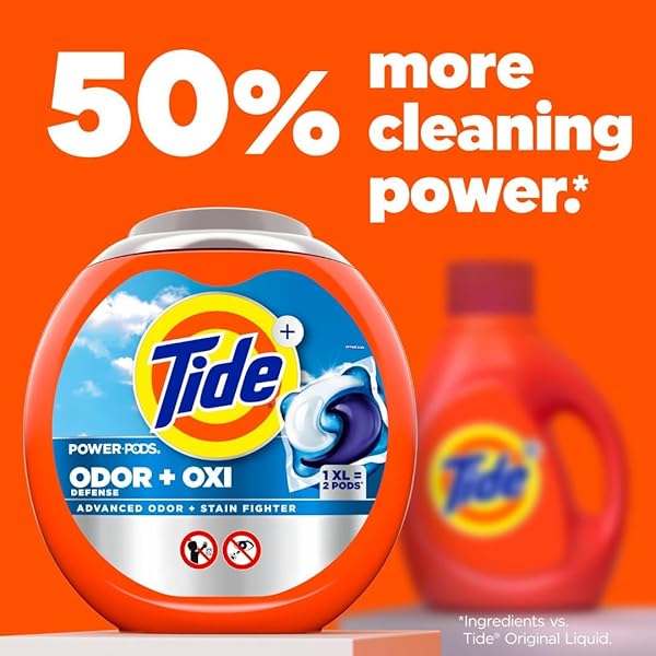 TIDE ULTRA OXI POWER PODS WITH ODOR ELIMINATORS LAUNDRY DETERGENT PACS, 25 COUNT, FOR VISIBLE AND INVISIBLE DIRT