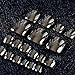 Dark Silver Toes Nails Mirror Grey Silver Fake Nails for Toes Shiny 24pcs Ladies Toenails Manicure Tips Kit N13