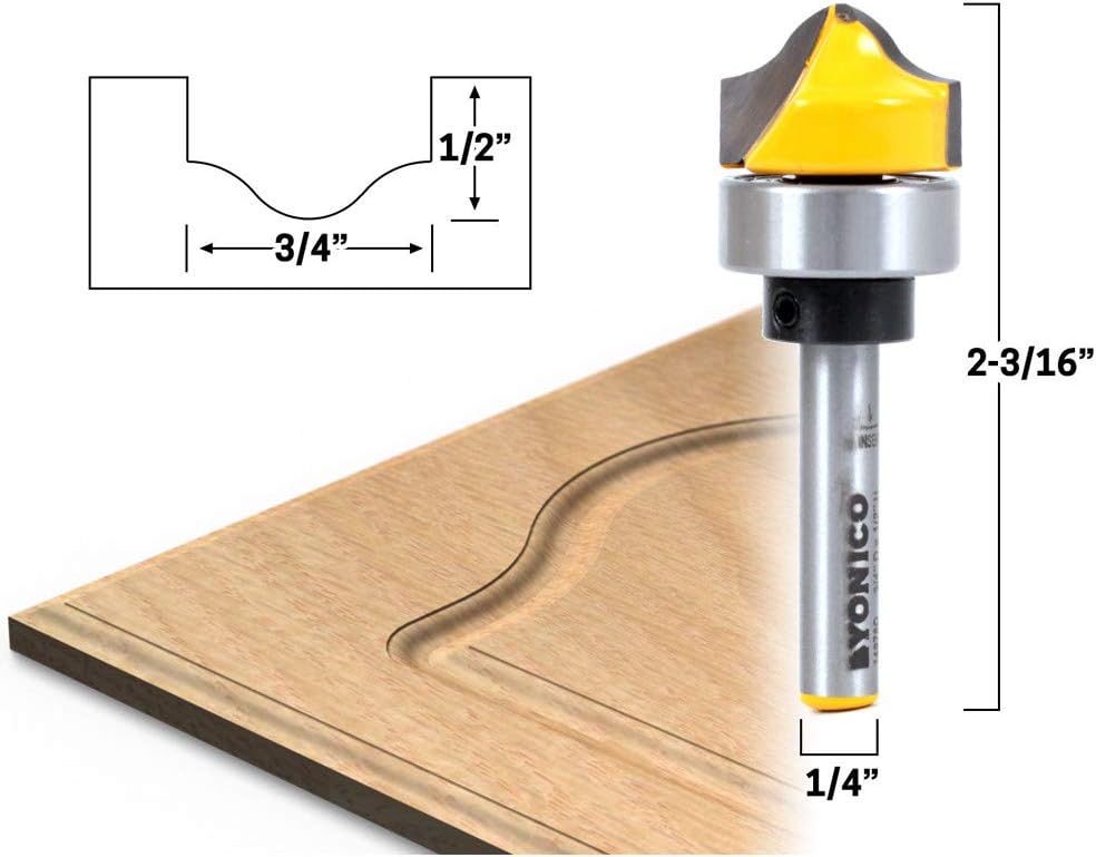 Zebery 3/4 Inch Faux Panel Ogee Groove Router Bit 1/4 Inch Shank Diameter For Woodworking