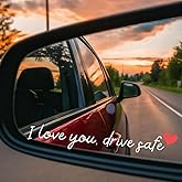 4PCS I Love You Drive Safe Mirror Sticker,Car Stickers & Decals for Women, Rear View Mirror Sticker,Cute Cars Decor & Decorations (I Love You Drive Safe (White)