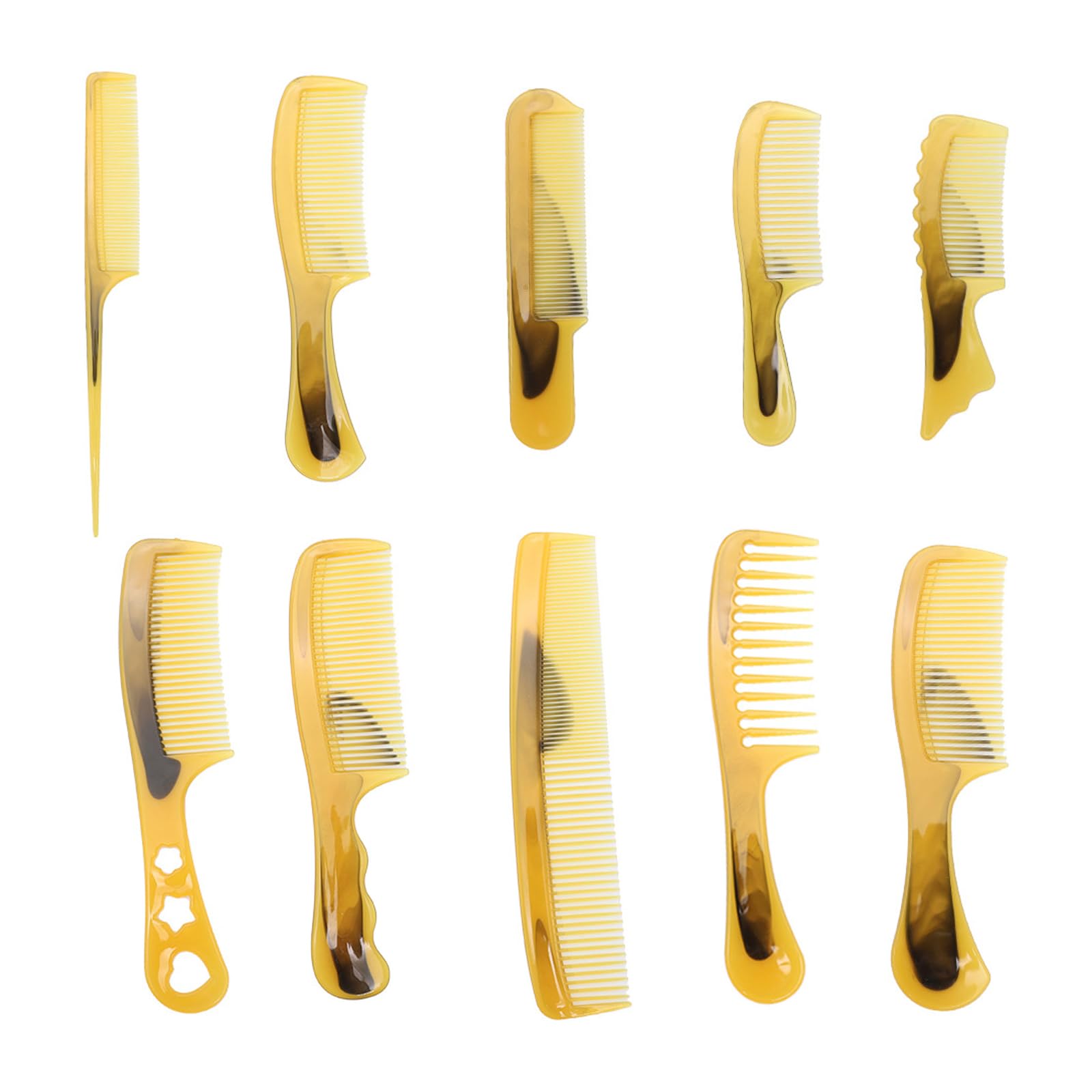 BSITSSS 10-Piece Hair Comb Set, Anti-Static Wide Tooth Comb, Plastic, Yellow, Unisex Adult & Child