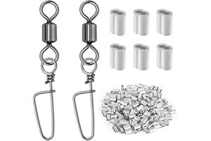 CHEUNGHAO Decoy Crimp Swivel Snap Set, 70PCS Decoy Crimp Set & 30 Snap Swivels for Duck and Goose Hunting, Durable Decoy Line