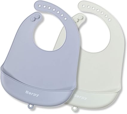 Amazon Co Jp Berpy お食事エプロン 合わせやすいニュアンスカラー 2枚セット ベビー スタイ シリコン 赤ちゃん ビブ 離乳食 シンプル 男の子 ブルー グリーン ベビー マタニティ