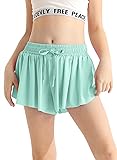Butterfly Shorts Girls Cute Green with Pocket Quick
