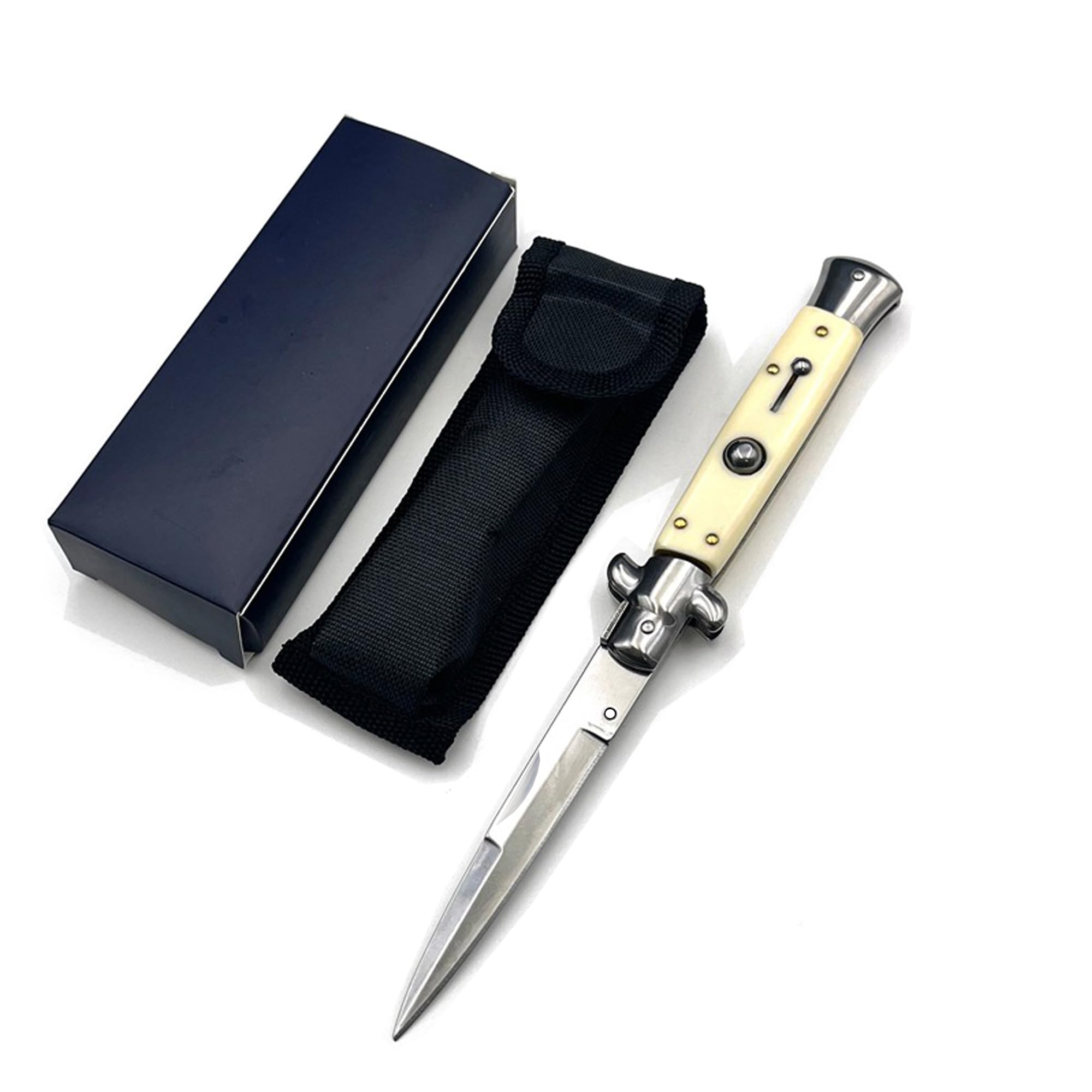 Photo 1 of LWDZQ Outdoor Pocket Hunting Knife, push button Knife,Suitable For Camping Hunting Survival (White)