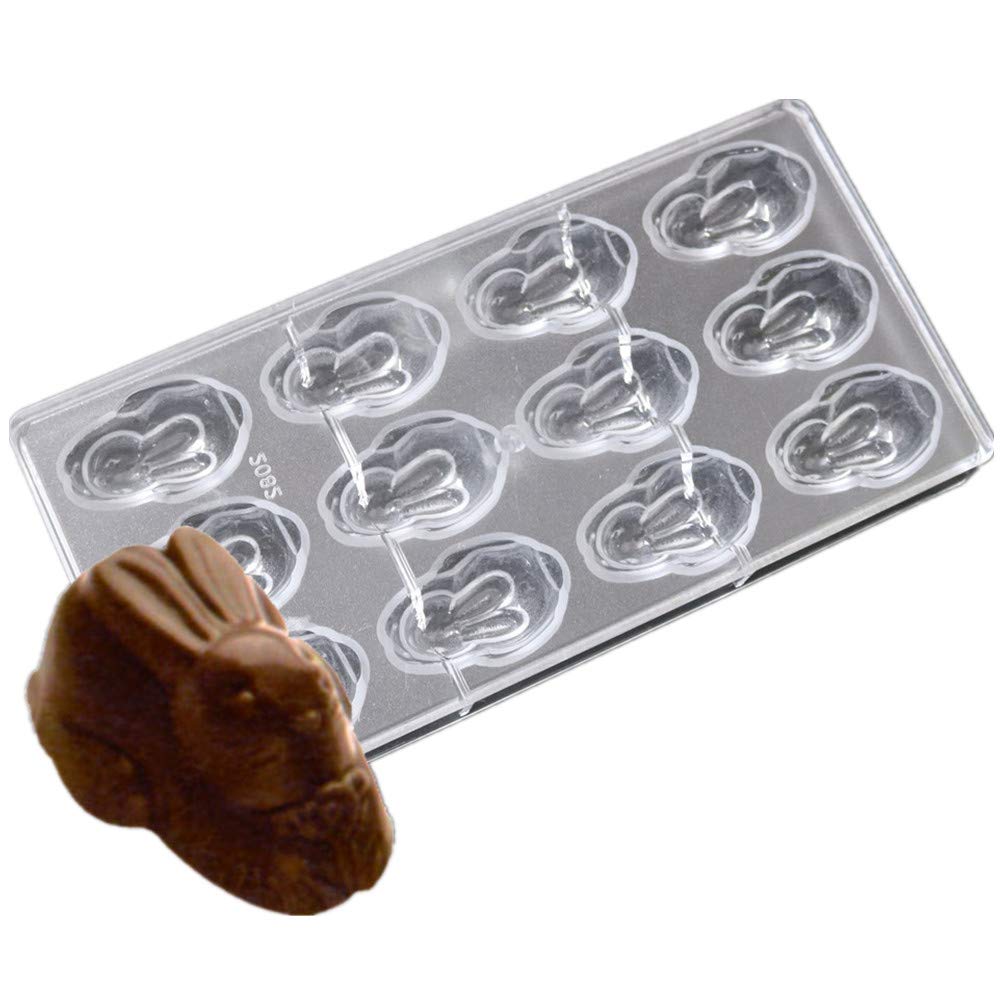 lobake12 cavities High food grade durable rabbit Bunny animal Shape PC Polycarbonate chocolate molds candy sugarcraft fondant tools