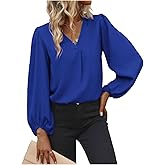 EGRETLAC Long Sleeve Blouses for Women, Leopard Print Chiffon Tops V Neck Loose Business Shirts Casual Work Tunic