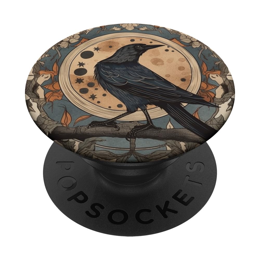 Folklore Art Crow Vintage Aesthetic Raven PopSockets Swappable PopGrip