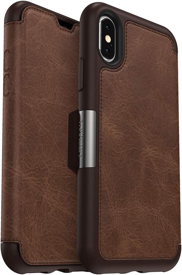OtterBox STRADA SERIES Case for iPhone Xs & iPhone X - Frustration Free Packaging - ESPRESSO (DARK BROWN/WORN BROWN LEATHER)