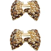 Douqu 1 Pair Bow Shoes Clips Accessories Decorative Shoe Clip Rhinestones Crystal Shoe Charms for Women Wedding Prom Party