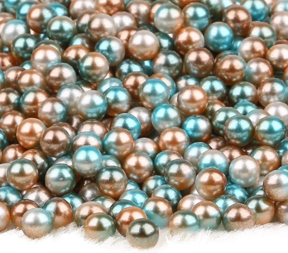 MOMOFULL Undrilled Art Faux Loose Pearls Vase Filler No Holes Makeup Brushes Holder Decorations 10mm Beads for Jewelry Making Crafts, 900 Piece