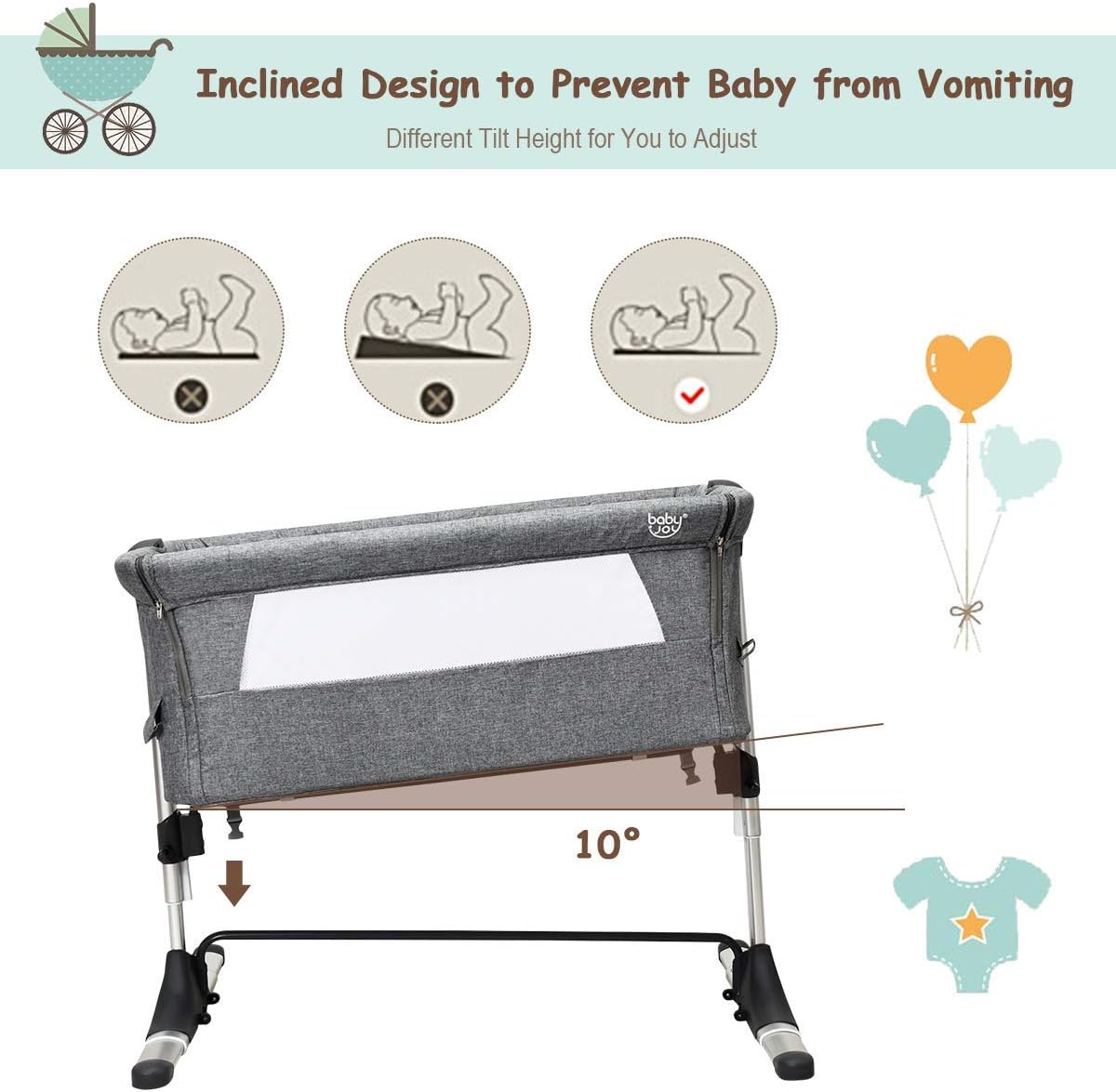 baby joy bedside crib