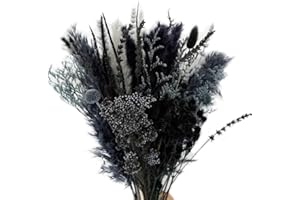 FLOWERARTLIFE Natural Dried Pampas Grass Bouquet,17" Natural Dried Flower Bouquet, Black Pampas and Thistle Flower Mixed Bouquet Bohemian Style Home Dried Flower Decoration