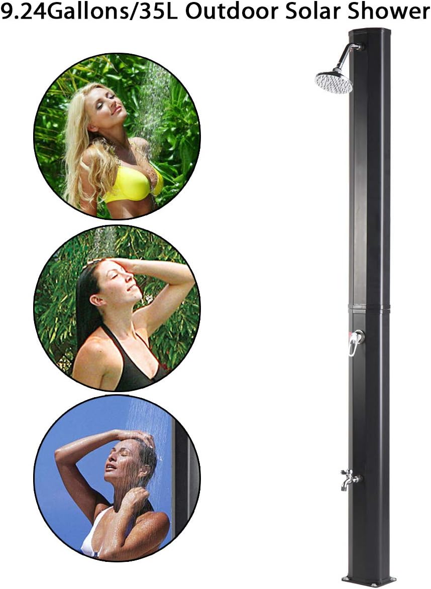 JAXSUNNY Solar Powered Shower Poolside Shower Kit with Foot Shower 9.3 Gallon Hot