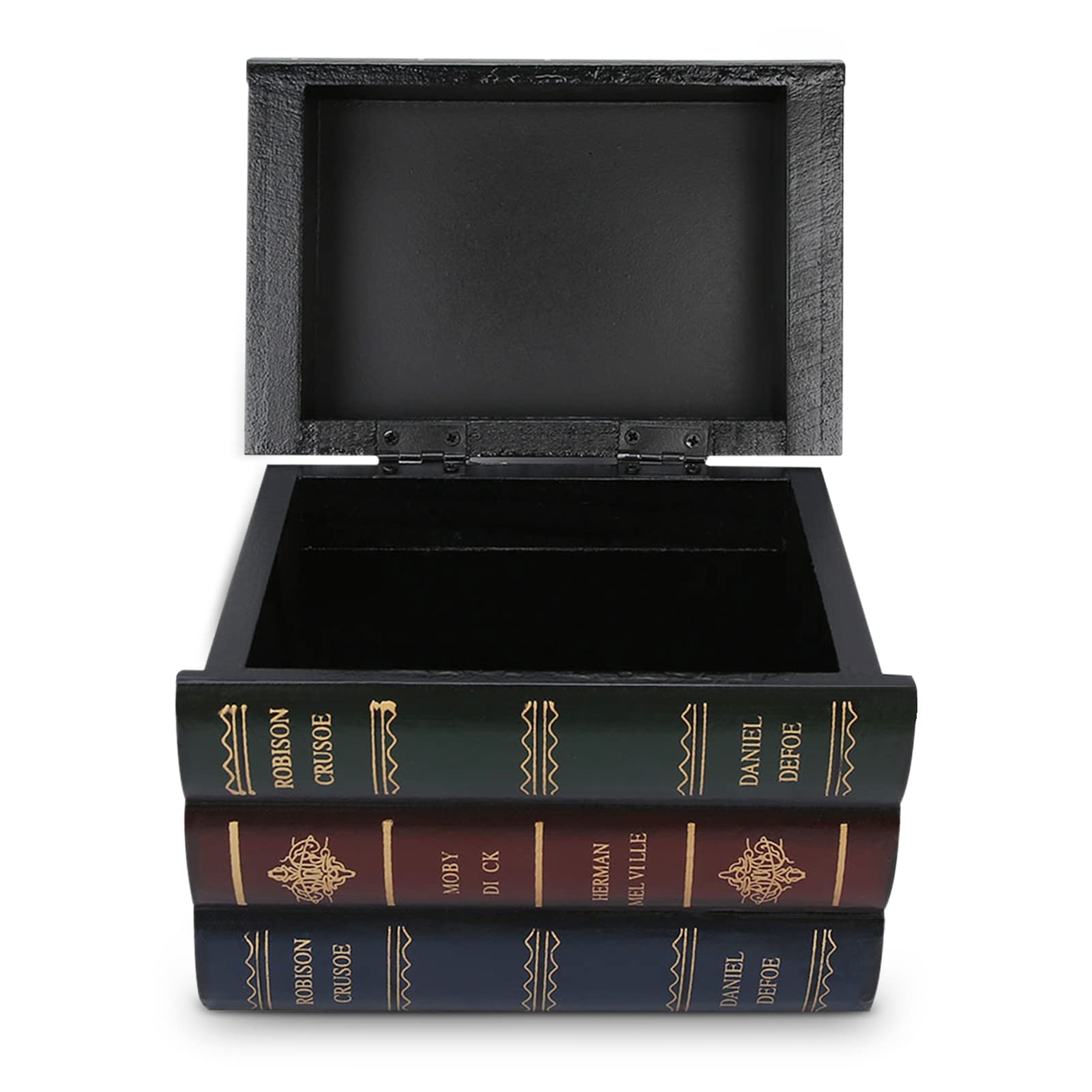 HERCHR Retro Brown Wooden Book Box, Decorative Boxes, 16.1 cm x 11 cm x 13.2 cm (6.3 inches x 4.3 inches x 5.2 inches), Book Shaped Storage Box