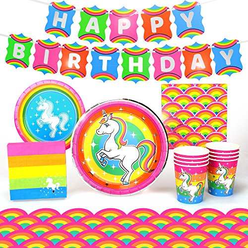 Silver Lining Rainbow Unicorn Prime Party Party Supplies (Standard Pack), Childrenâ€™s Magical Multicolor Rainbow Birthday Party Supply Set, Perfect for Girls, First Birthday and Baby ShowerSilver