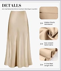 Outoshe Women's Satin High Waisted Maxi Skirts
