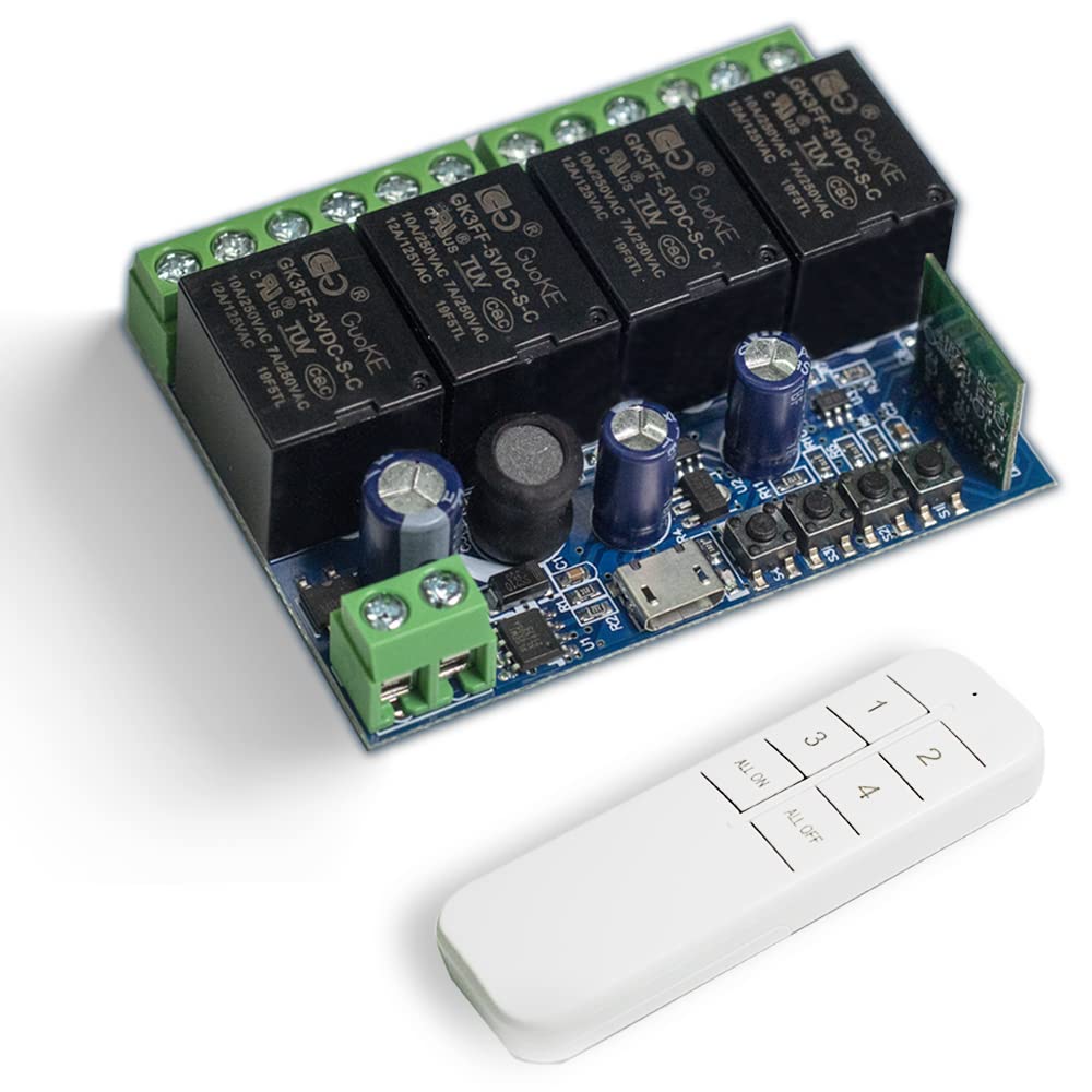 QIACHIP Ewelink WiFi Smart Switch DC 12V 24V Dry Contact Relay Module 4 channel with Bluetooth Transmitter Control Compatible with Alexa/Google Home, Inching/Self-locking Switch — image 1