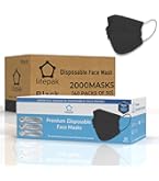125-Pack Litepak Disposable Face Mask – Premium Comfort, 3-Layer Protection, Soft Earloops, With Dispenser Box (Black, 132 Total Masks)