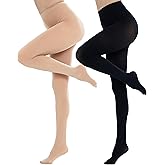 CozyWow Womens Tights 2 Pairs Run Resistant 80D High Waist Solid Color Semi Opaque Tights