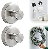Suction Cup Hooks for Door Wreaths, 2025 Upgraded Wreath Hangers for Front Door, Halloween Christmas Suction Cup Wreath Hanger Holder for Glass Window Towel Shower Hooks Door Bathroom (2, Silver)