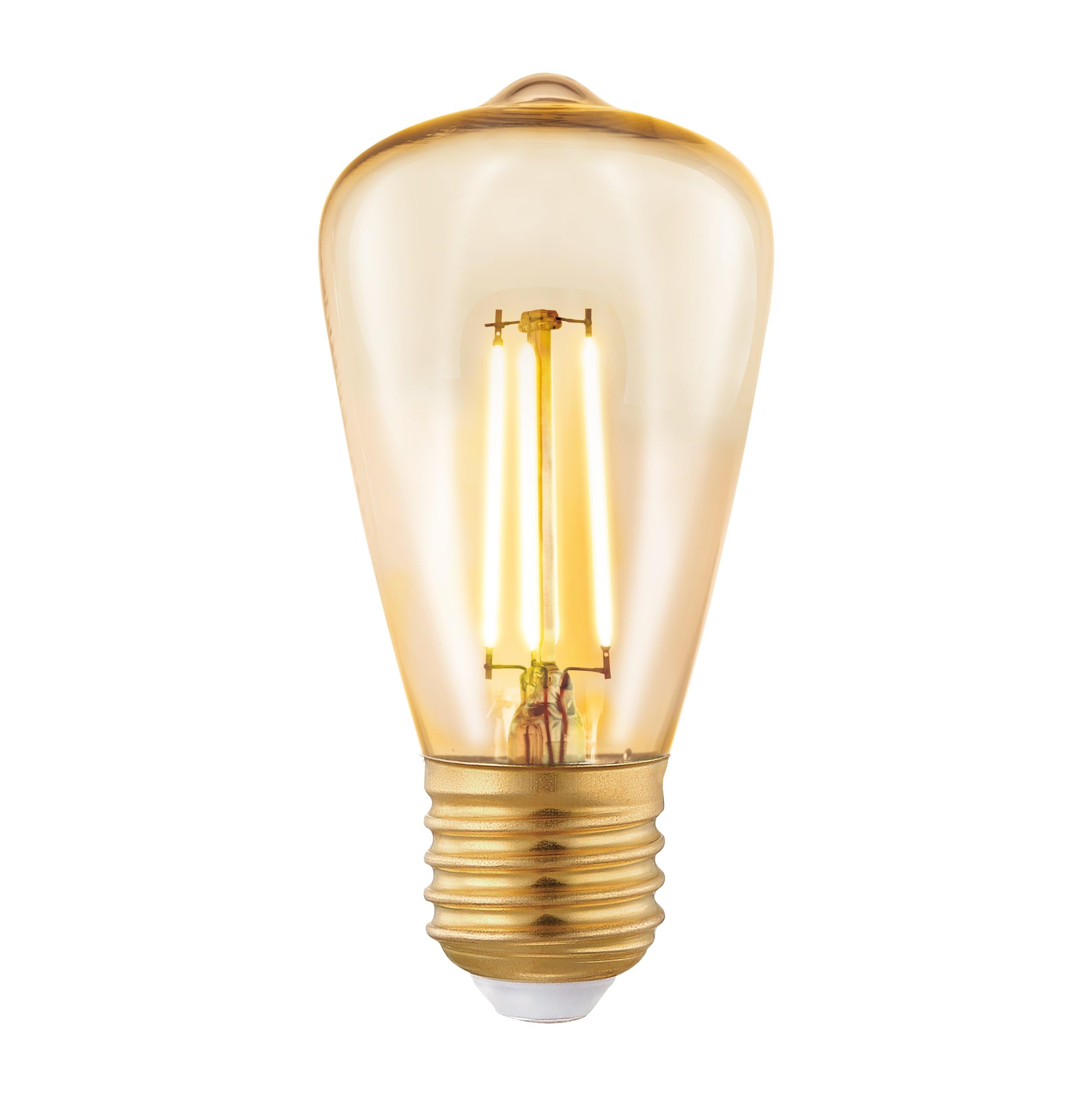 Eglo E27 LED lamp, 3 Step dimmable Amber Vintage Filament Light Bulb, Piston-Shaped Edison lamp for Retro Lighting, 3.5 watt, Warm White Glow, 2200 Kelvin, ST48, Ø 1.9"