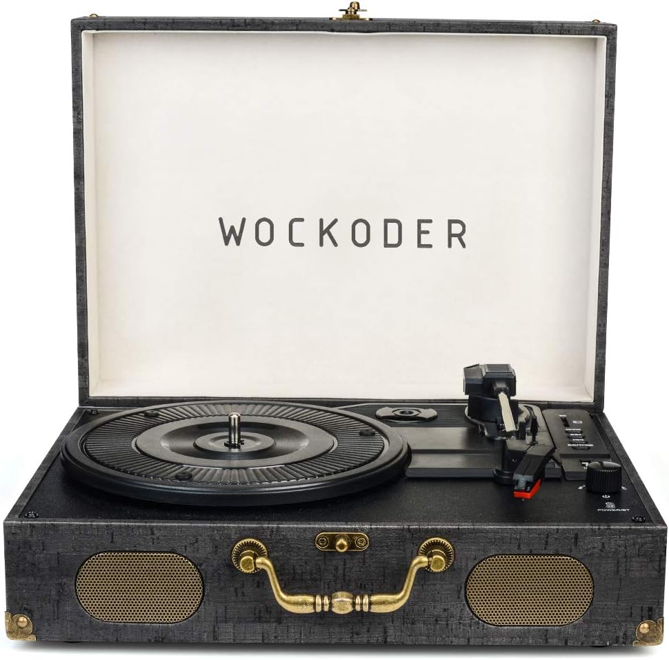 Wockoder Turntable with Speakers Nostalgic Record Player