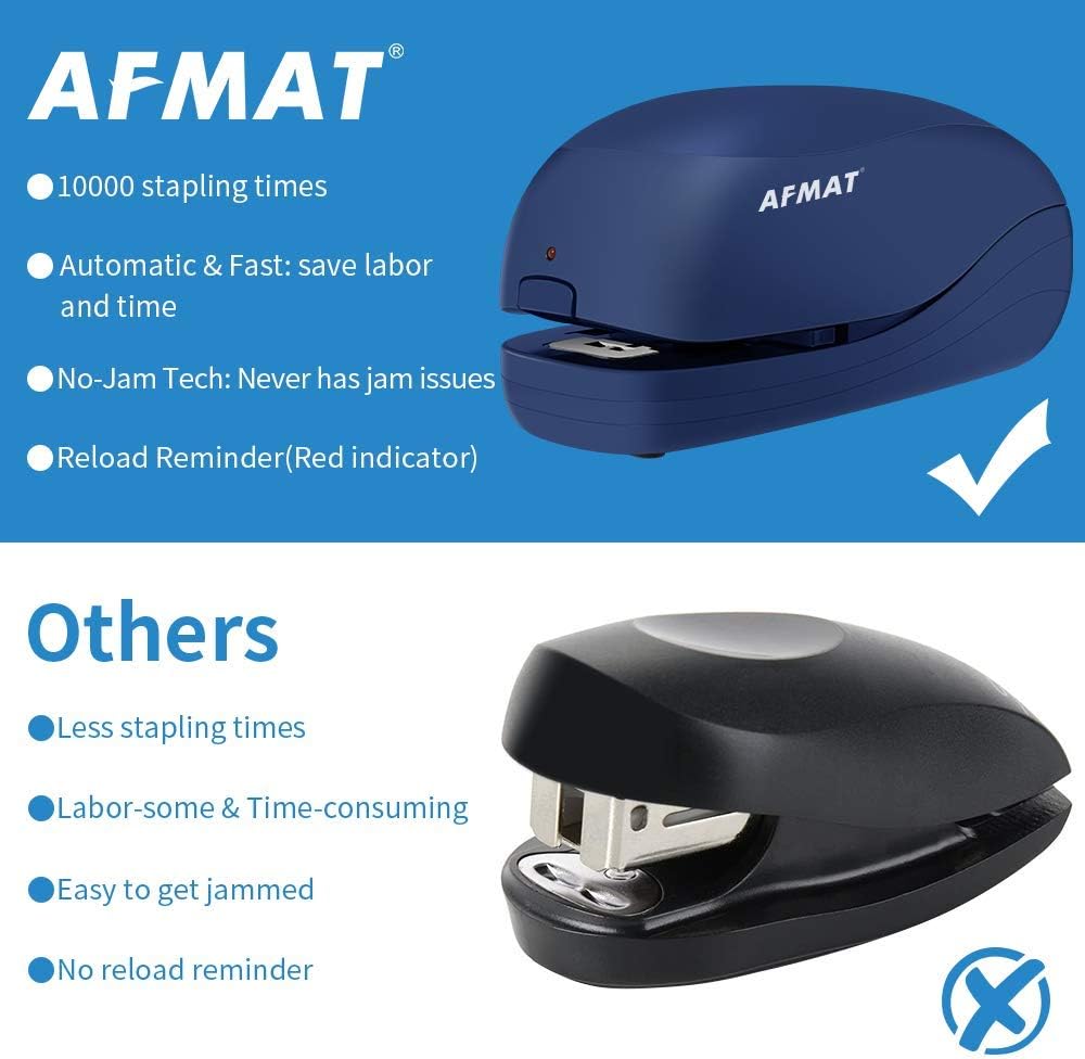 Electric Stapler Desktop, Automatic Staplers for Desk, Portable Stapler, AC or Battery Powered Heavy Duty Stapler, with Reload Reminder & Release Button, 25 Sheets Capacity, Blue : Office Products